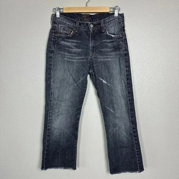 7 for all Mankind Bootcut Low Rise Jeans Faded Black Denim Size 28 - Picture 3 of 9